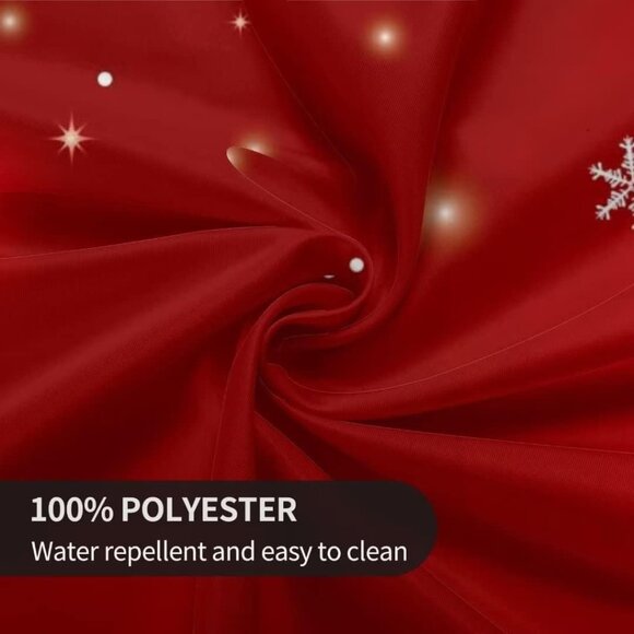 Beautiful Red and White 60-Inch Round Christmas Tablecloth - Easy Care Fabric - Picture 6 of 6